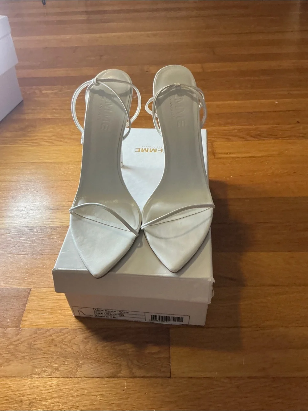 FEMME LA White Women's Pointed Ankle-Strap Heels
